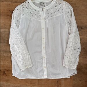 J. Crew White Eyelet Blouse